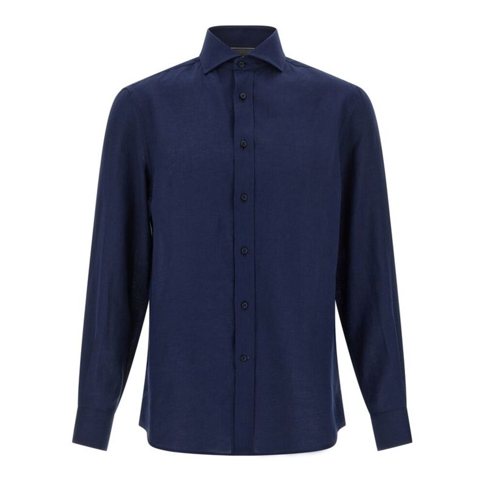 Brunello Cucinelli Blue Linen Men's Blouse